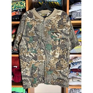Vintage 90 Sasquatch Forest Camo Henley Pocket Tee